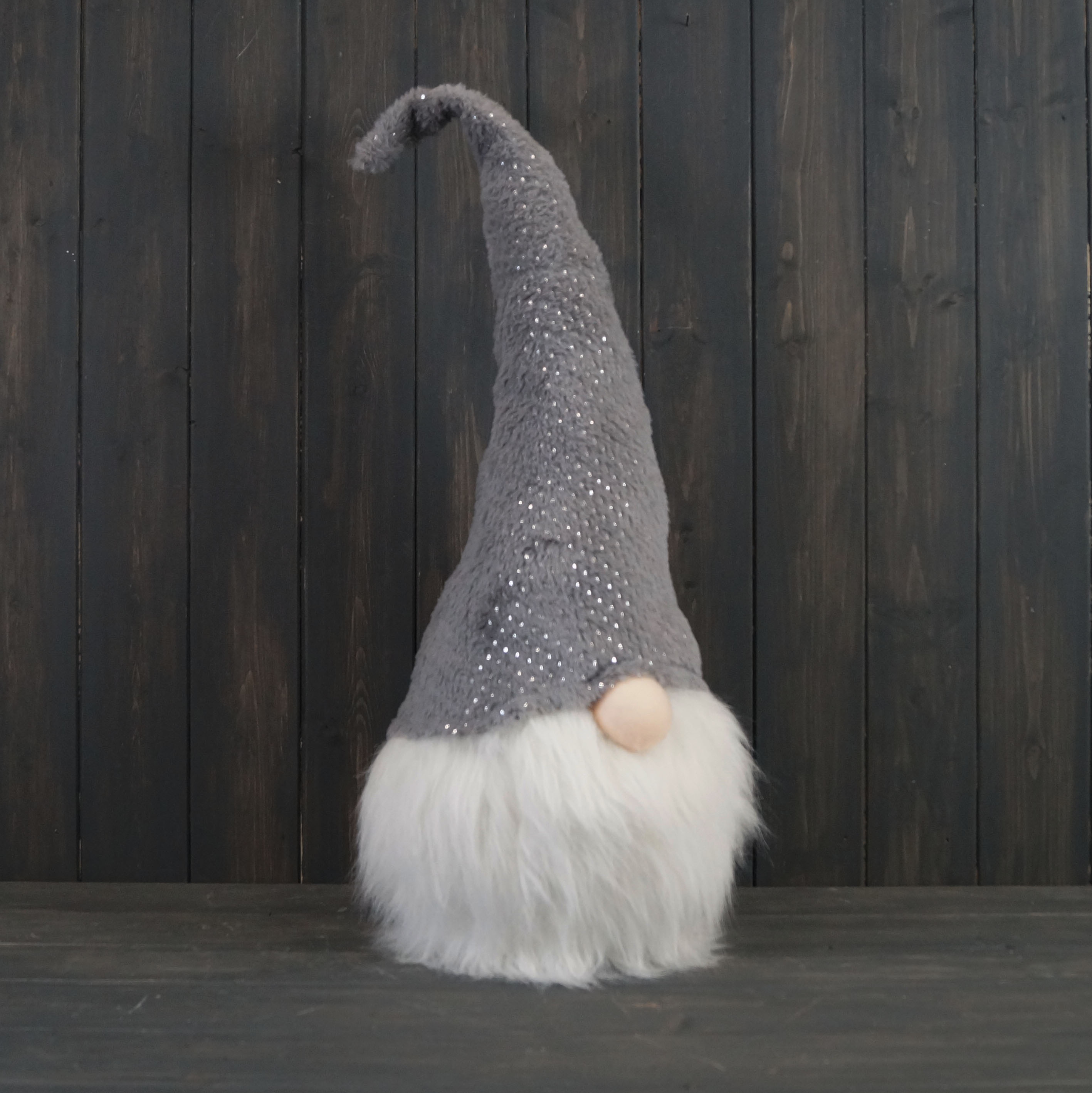 70cm Plush Sitting Gnome with Grey Hat detail page